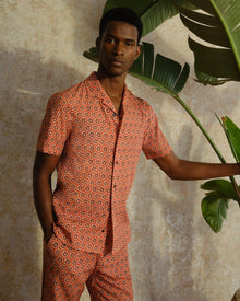 Hibbert Firestone Roseate Print Classic Fit Capri Collar Shirt | Firestone