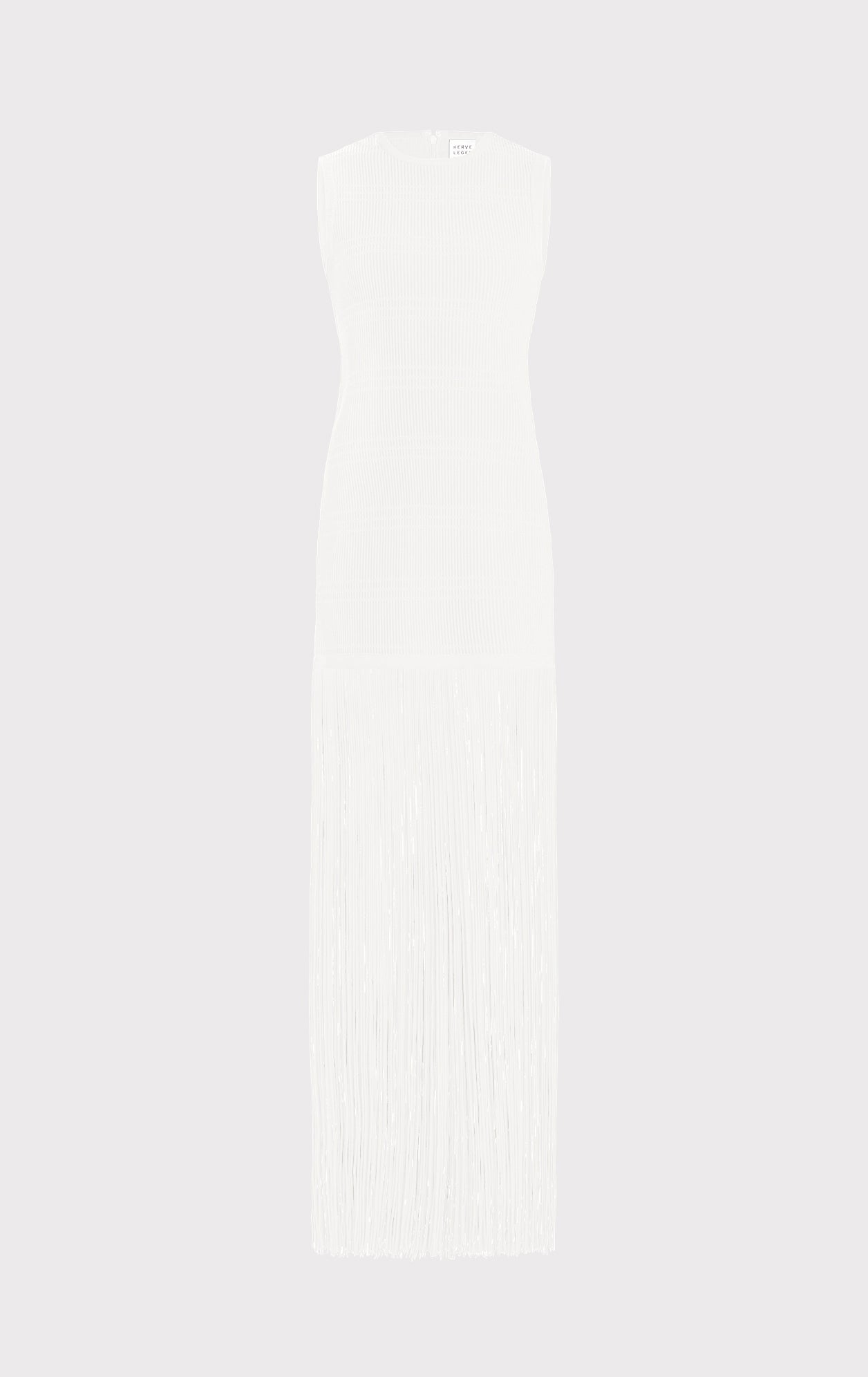 Ottoman Shadow Stripe Fringe Gown | Alabaster