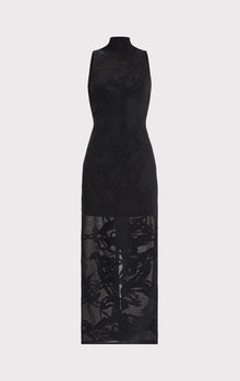 Sheer Jacquard Gown | Black