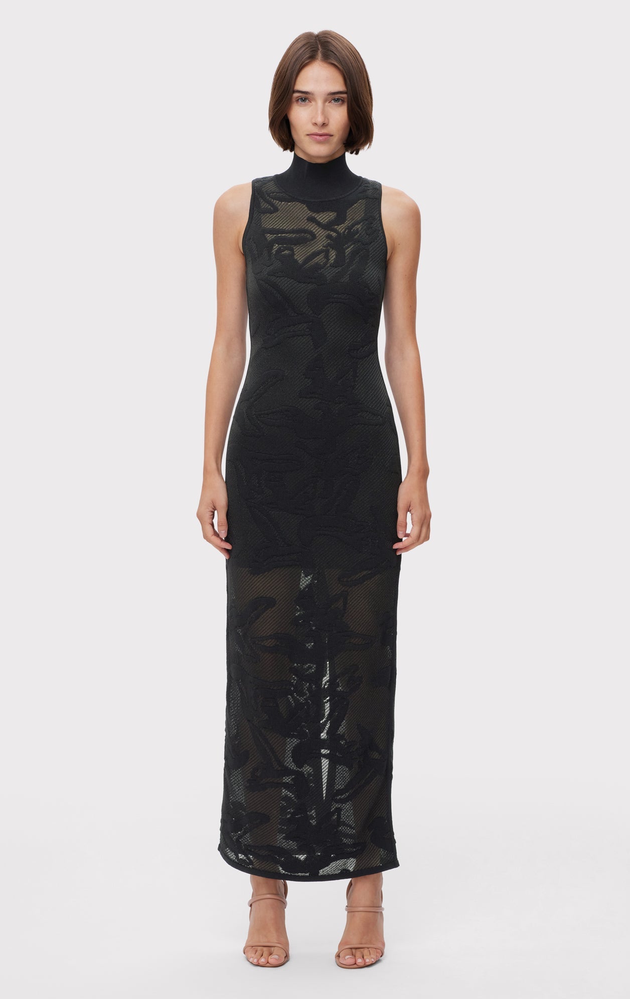 Sheer Jacquard Gown | Black