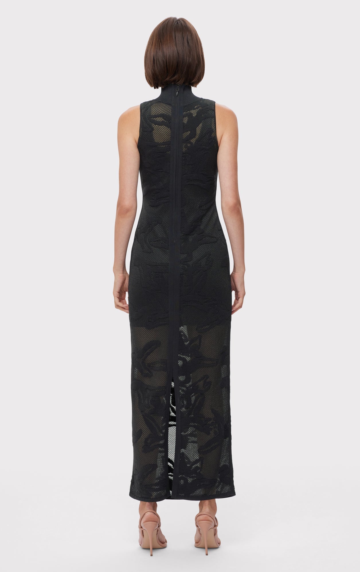 Sheer Jacquard Gown | Black