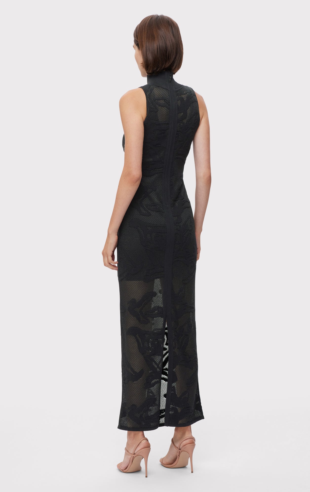 Sheer Jacquard Gown | Black