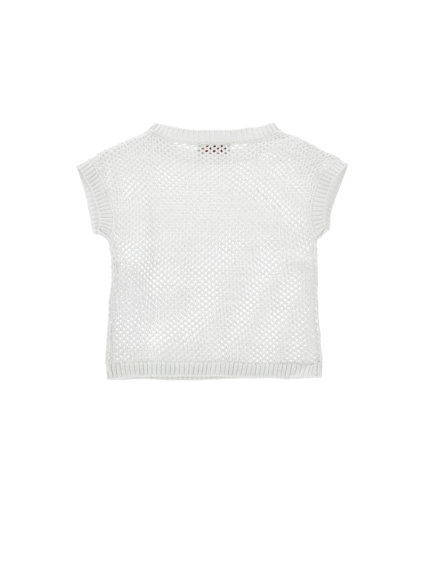 Girls | Openwork Knit Top | White