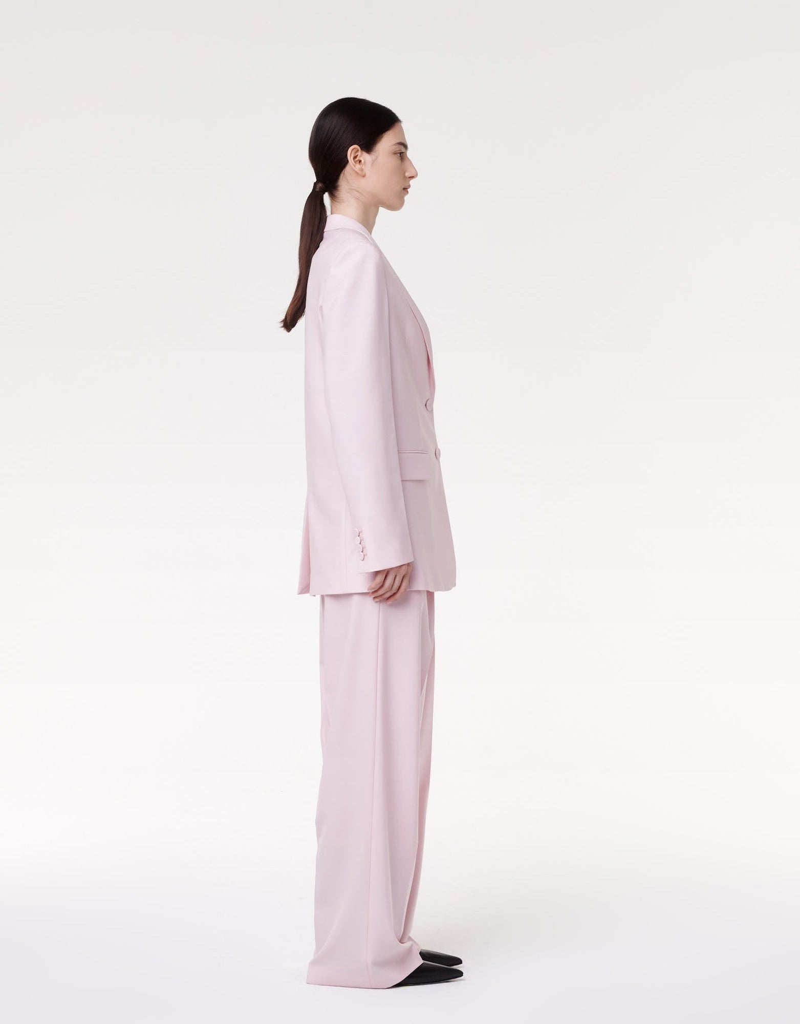 Another Tomorrow Oversized Blazer in Pale Pink – Wool Women's Jacket