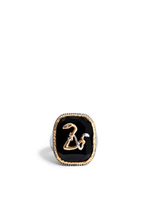 Women | Zv Snake Signet Ring | Shiny Gun