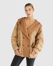 Women | Only You Quilted Utility Puffer Jacket | Camel