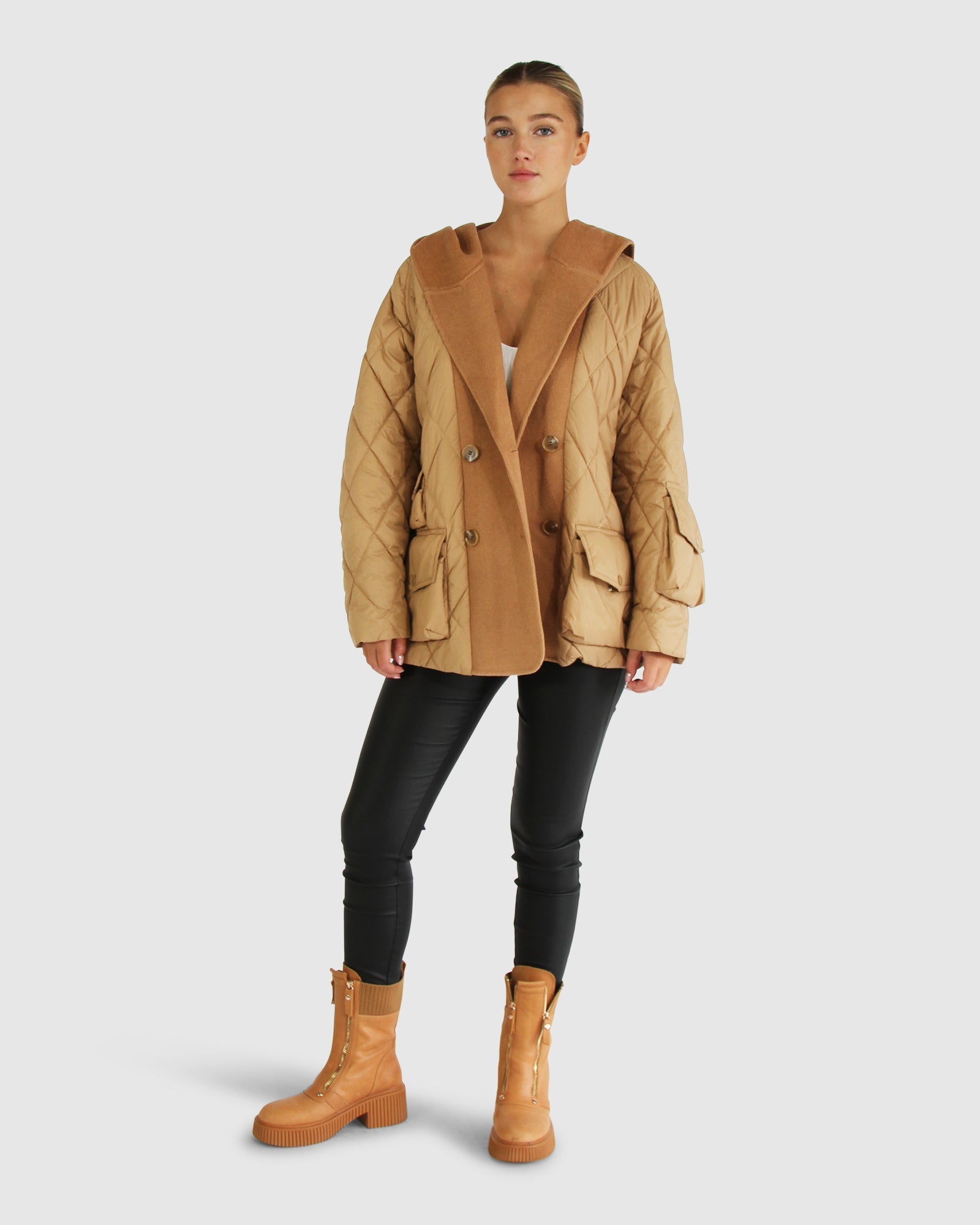 Women | Only You Quilted Utility Puffer Jacket | Camel