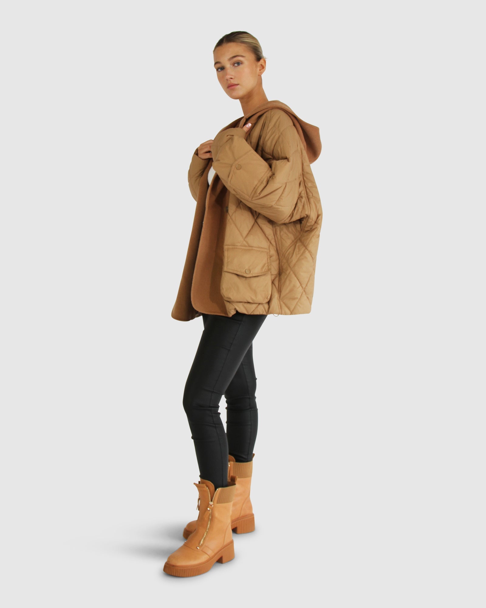 Women | Only You Quilted Utility Puffer Jacket | Camel