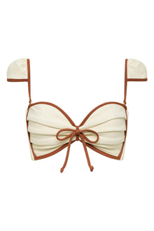 Cabana Bows Bikini Top | Oat Terracotta Binded