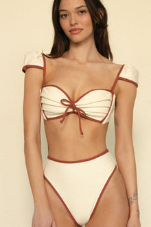 Cabana Bows Bikini Top | Oat Terracotta Binded