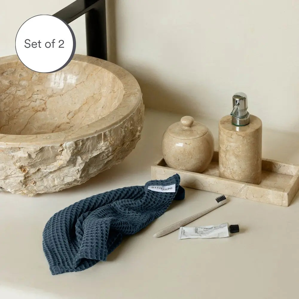 Bamboo Waffle Towels | (Hand Towel) | Ocean | Set of 2