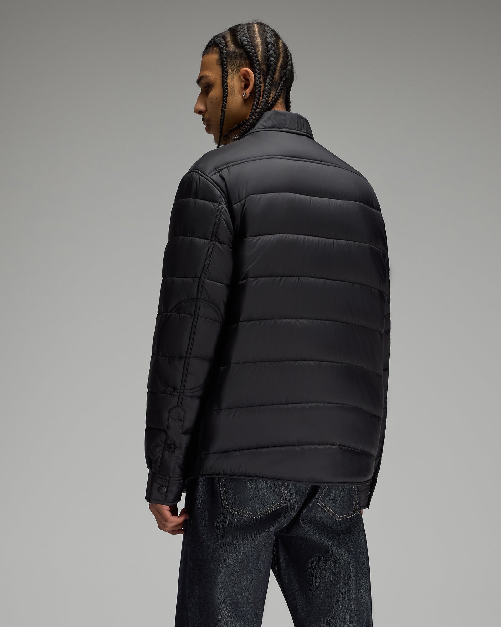 Mens | Nylon Quilted Shirt Jacket | Black