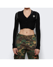 Off-White | Women | Outline Crop Cardigan | Black x White