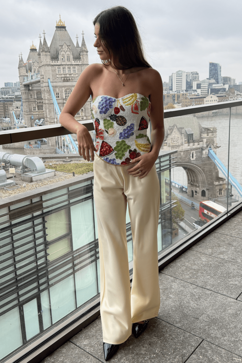 Olivette Satin Pants - Oat - Self - Adore