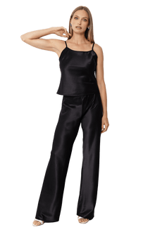 Olivette Satin Pants - Black - Self - Adore