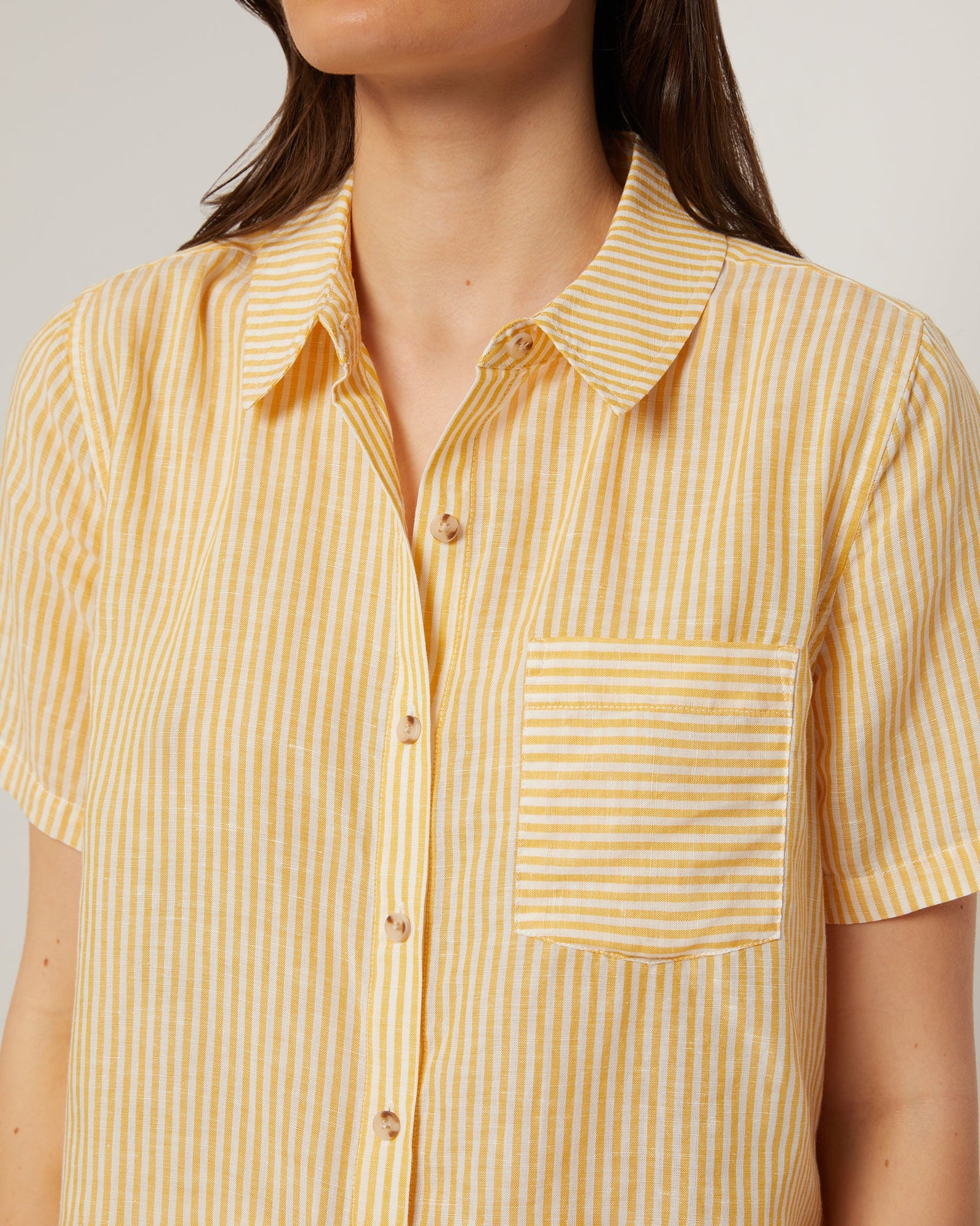 Womens | Air Linen Short Sleeve Shirt | Burnt Sun/White