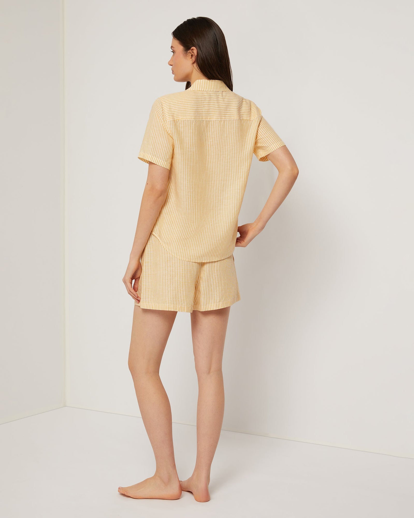 Womens | Air Linen Short Sleeve Shirt | Burnt Sun/White