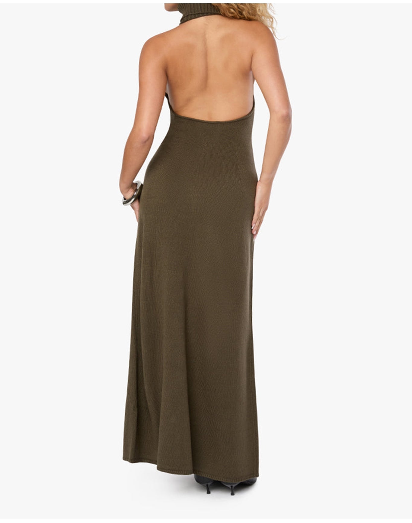 Open Back Halter Maxi Dress | Dark Green