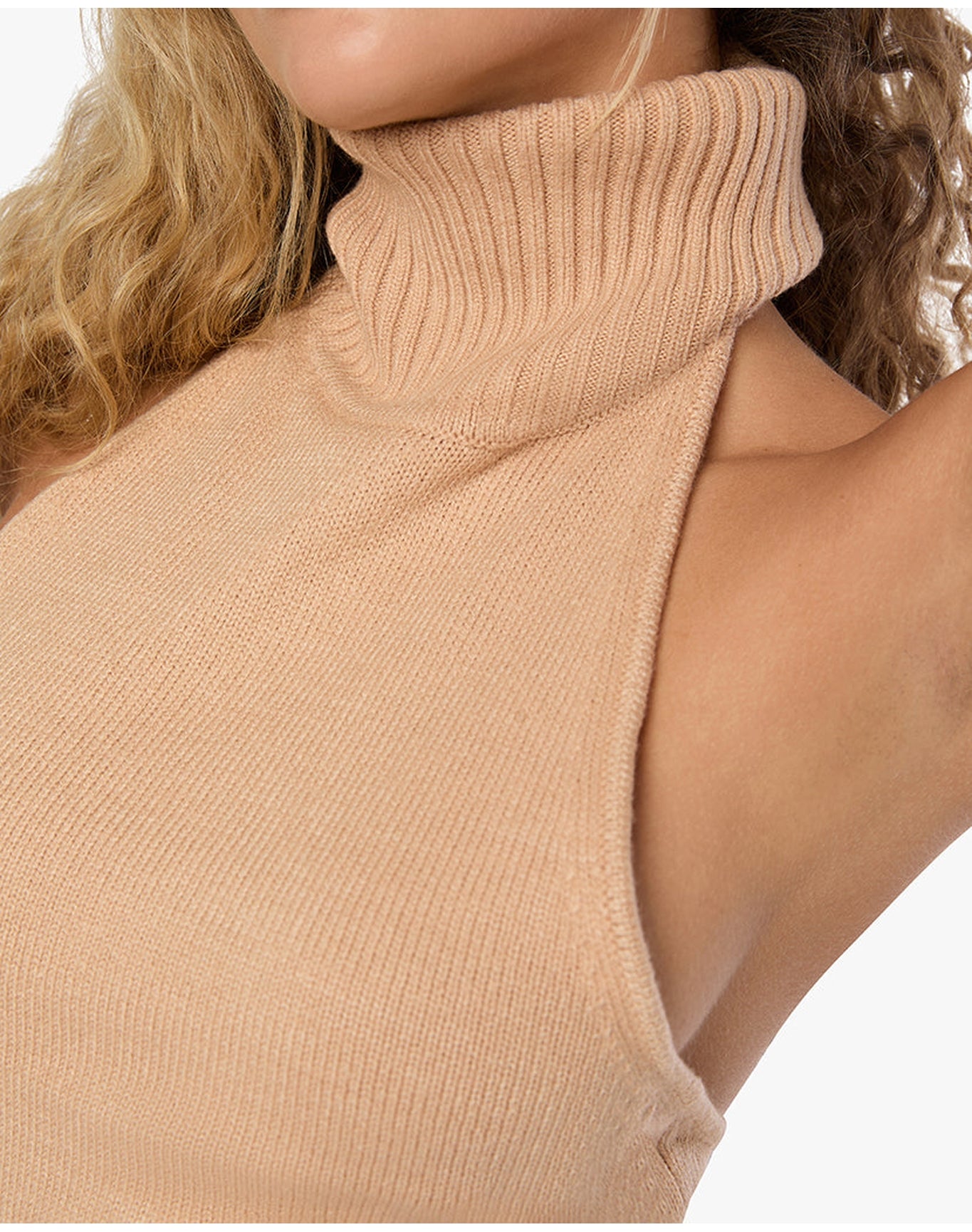 Open Back Halter Sweater Top | Soft Taupe