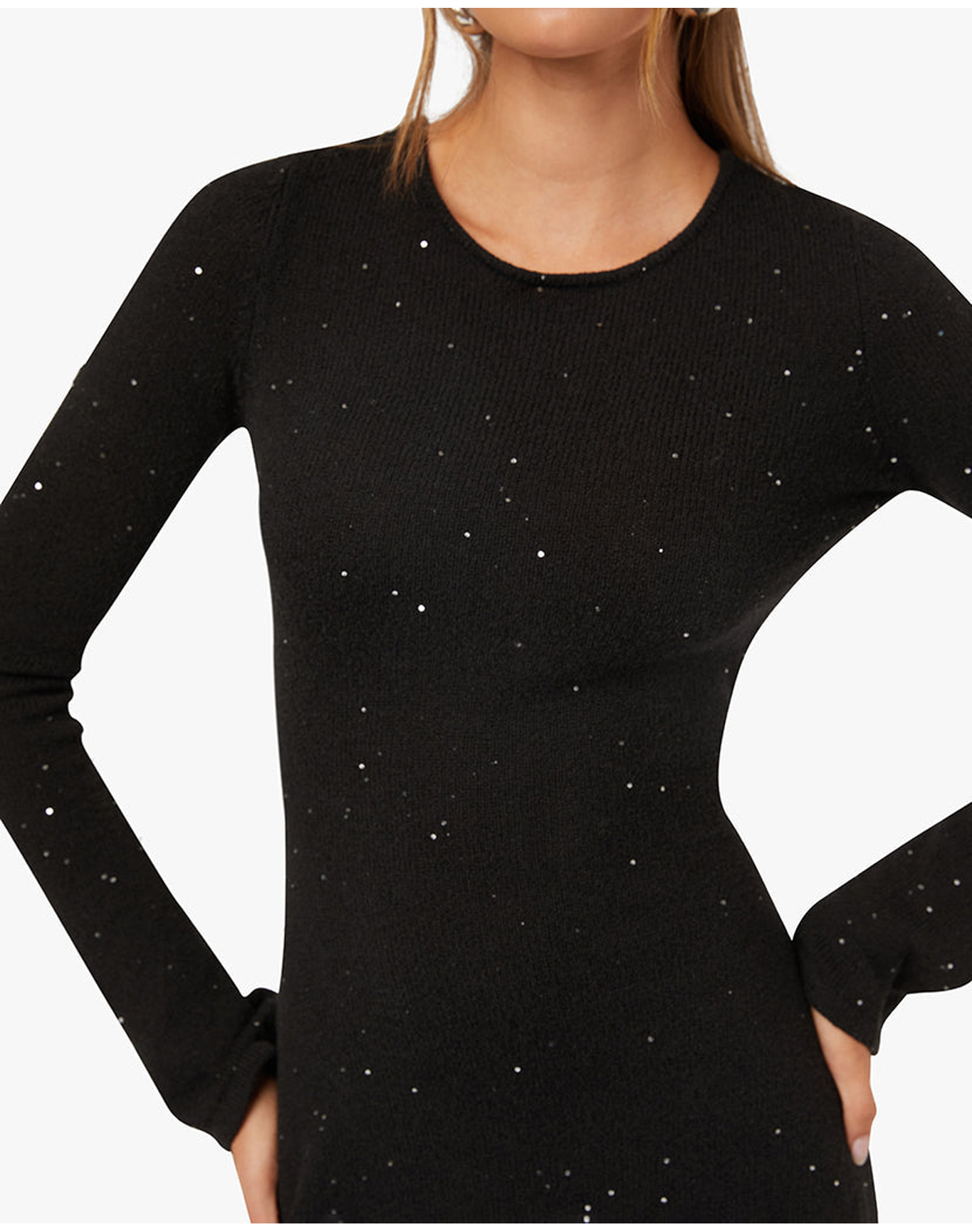 Open Back Knit Mini Dress | Black