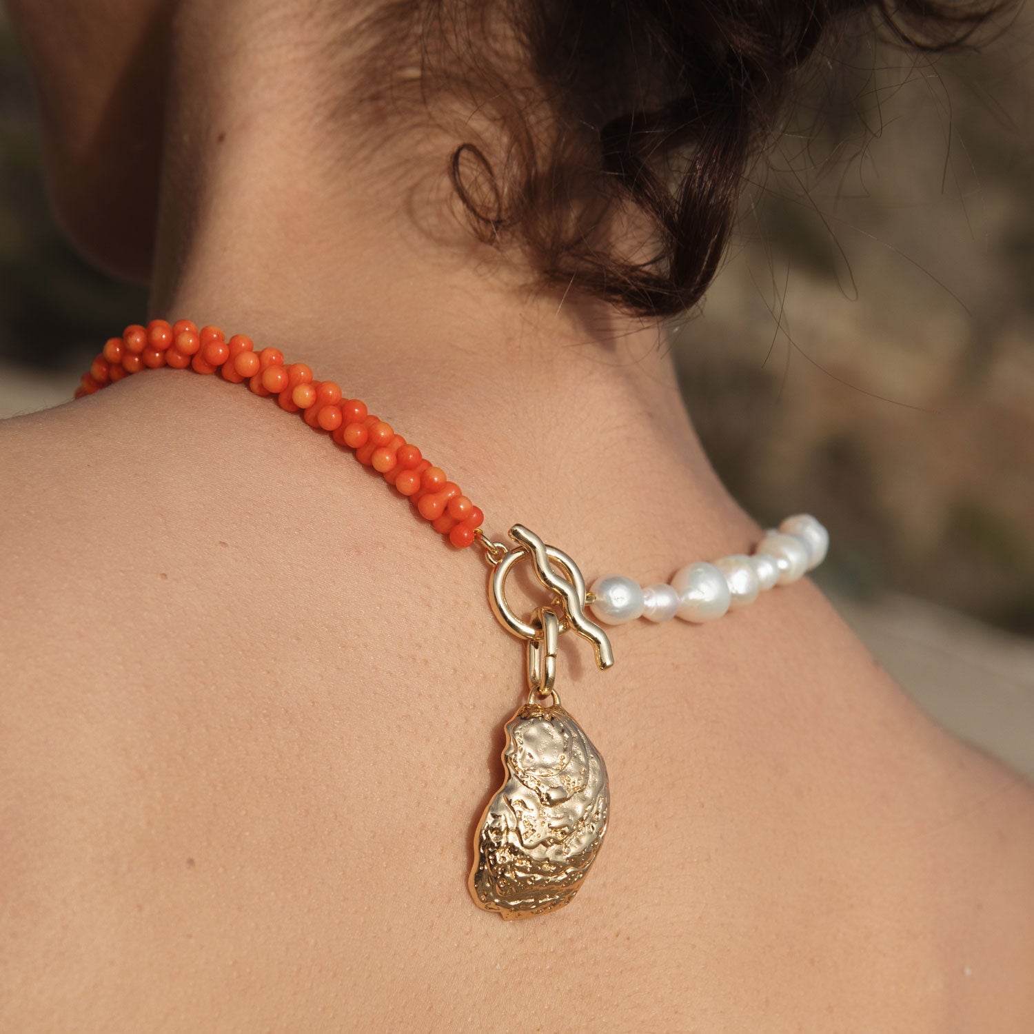 Kore Necklace | Orange Multi | 14K Gold Plated Brass