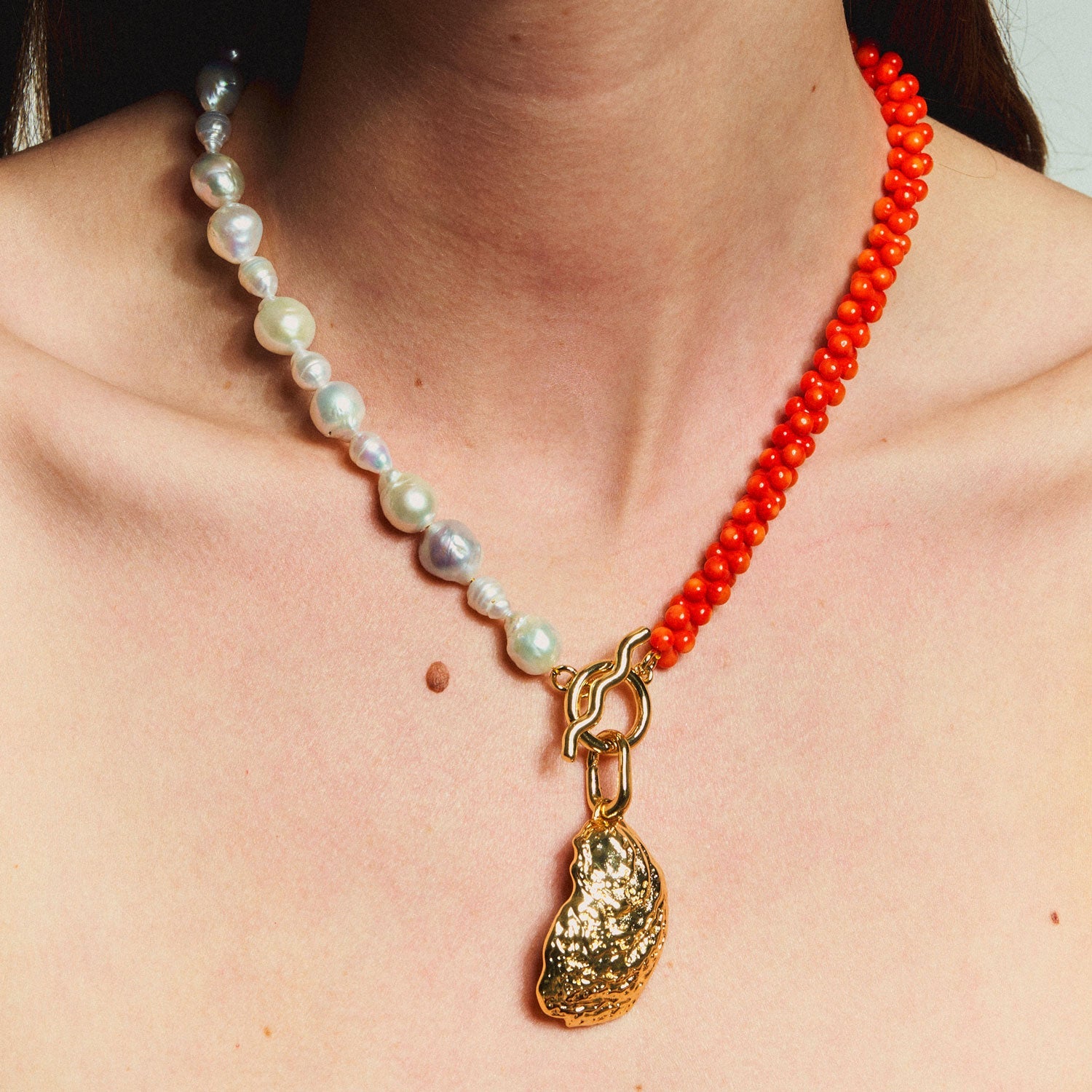 Kore Necklace | Orange Multi | 14K Gold Plated Brass