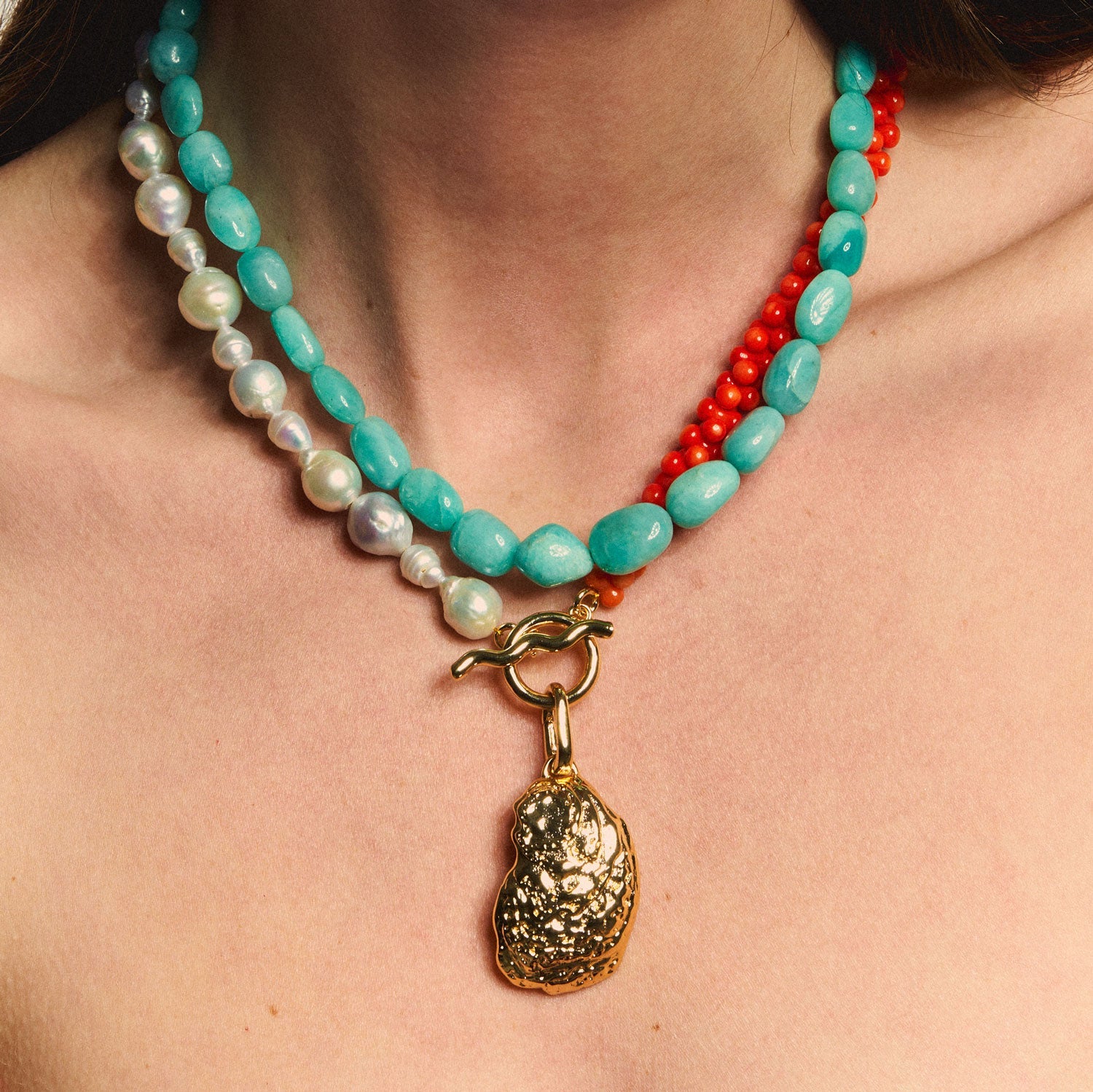 Kore Necklace | Orange Multi | 14K Gold Plated Brass