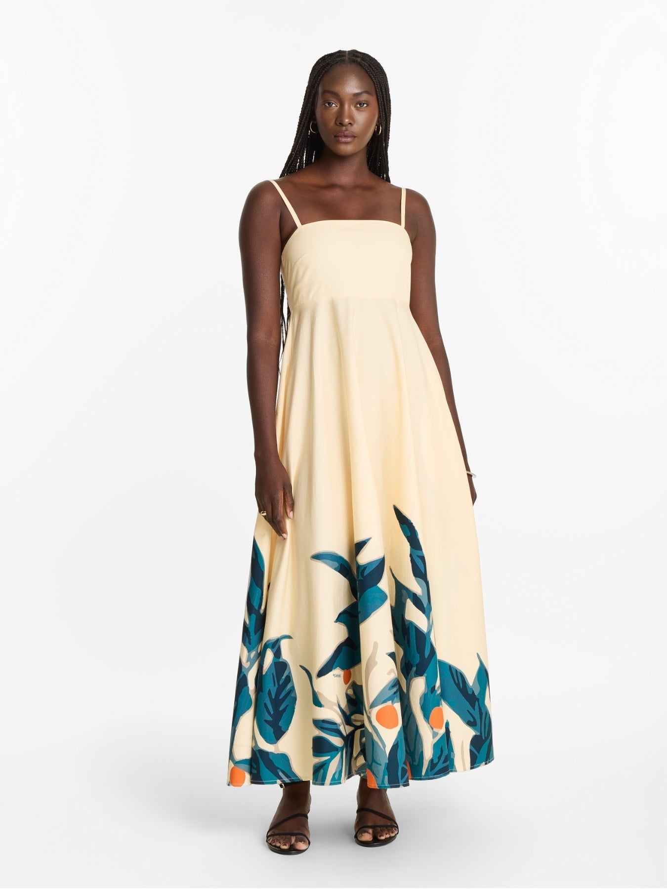 Printed Cotton Poplin Oria Dress | Zest Navy