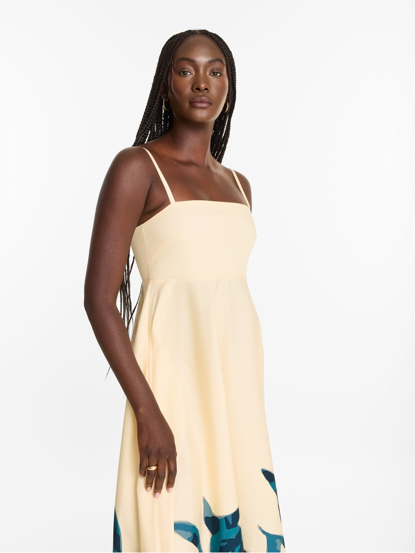 Printed Cotton Poplin Oria Dress | Zest Navy