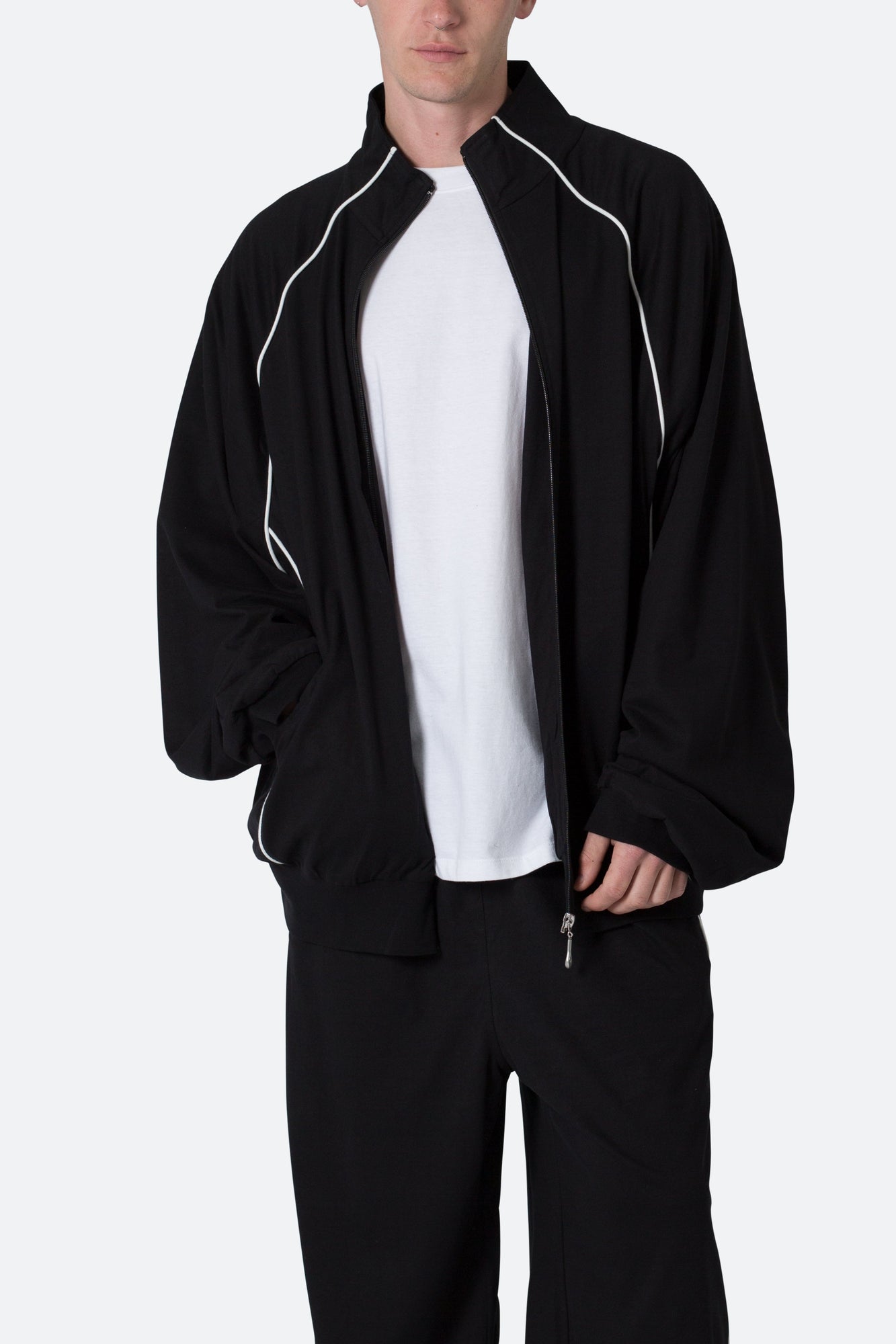 Oversized Jersey Track Jacket | Black x White