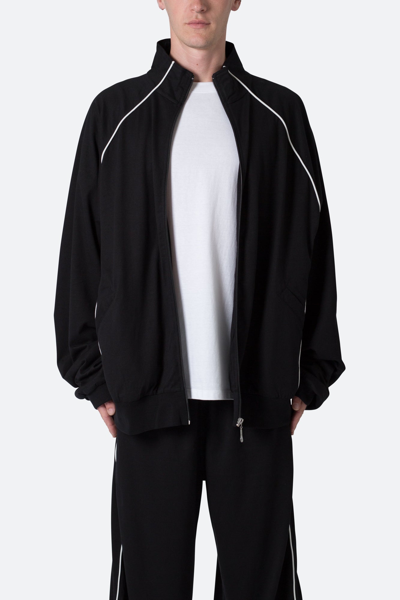 Oversized Jersey Track Jacket | Black x White