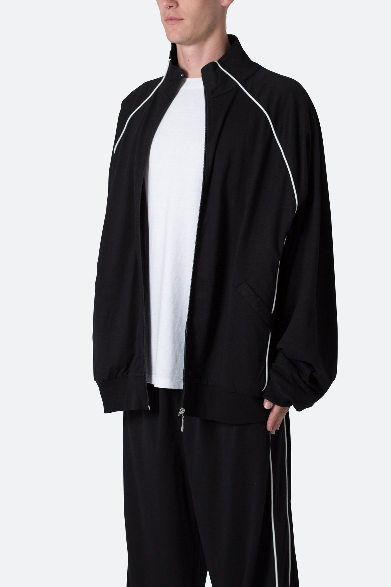 Oversized Jersey Track Jacket | Black x White