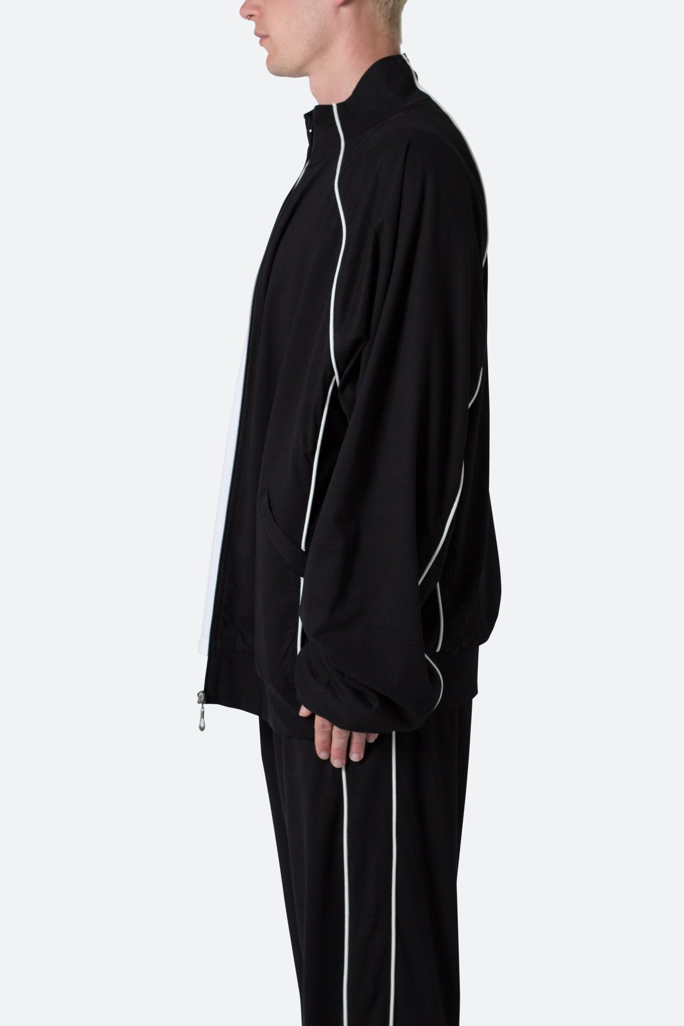 Oversized Jersey Track Jacket | Black x White