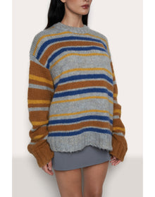 Oversized Crewneck | Blue Multi