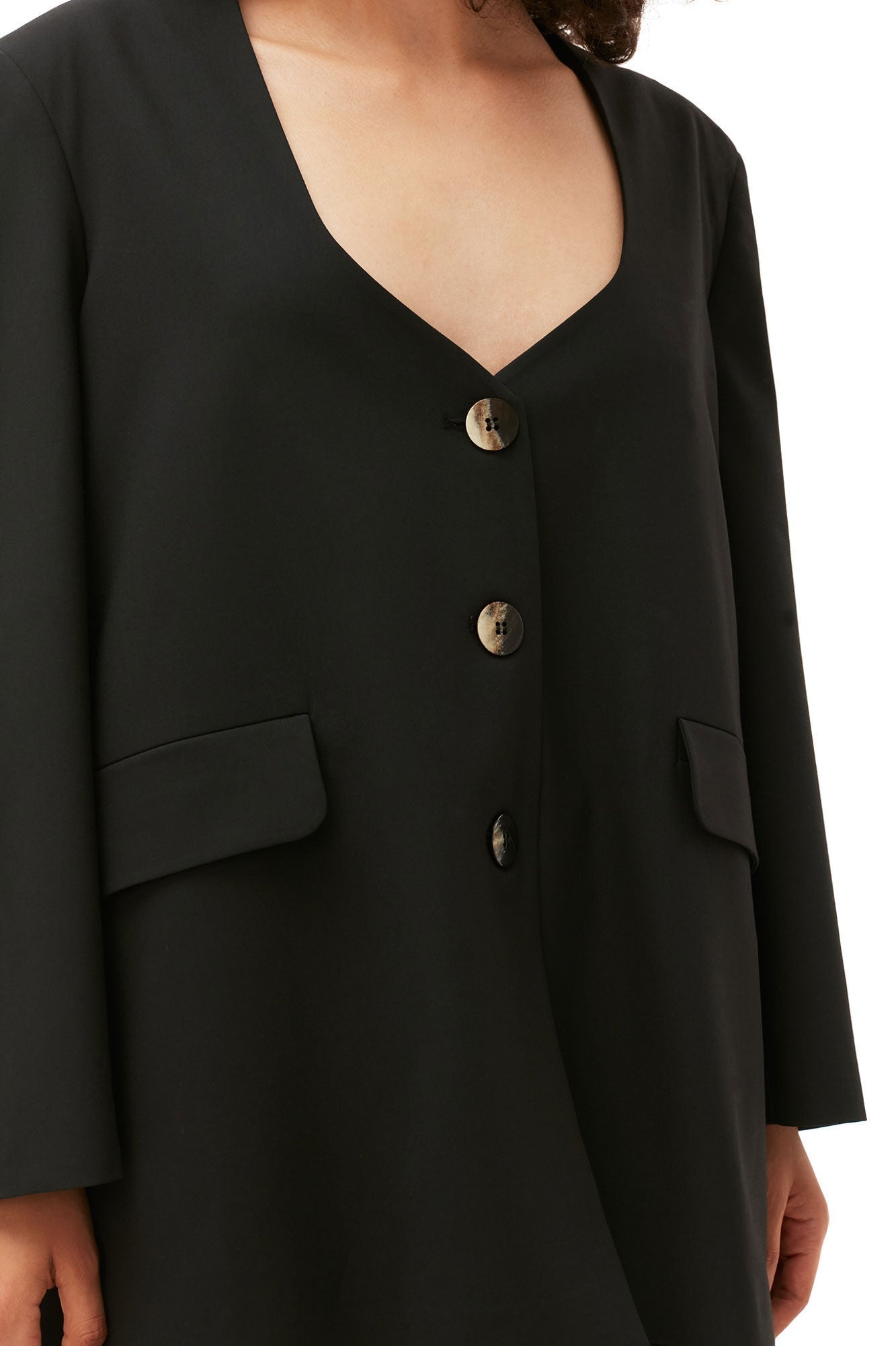 Oversized Drapey Melange Blazer | Black