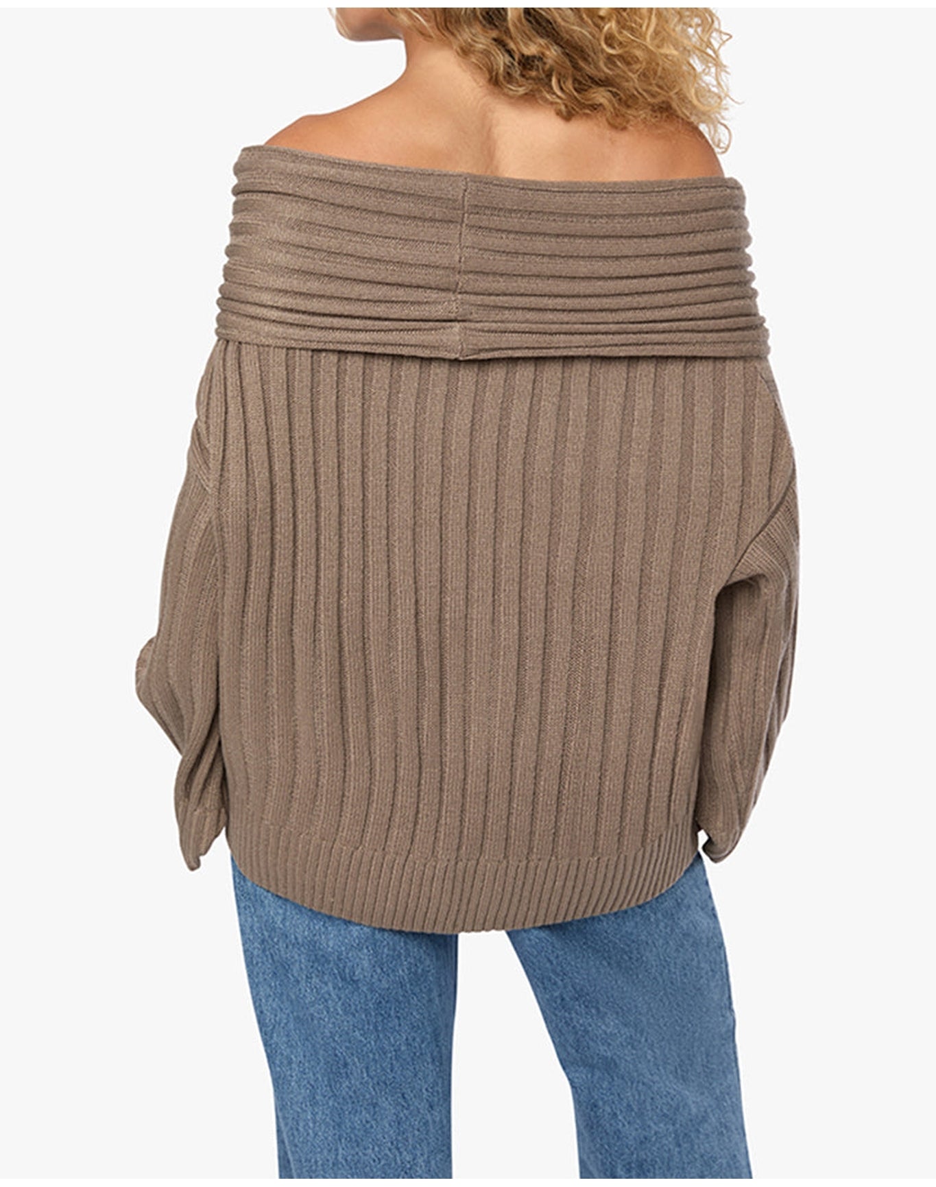Oversized Off Shoulder Sweater | Stone