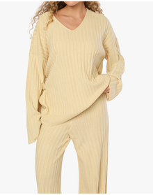 Oversized V Neck Sweater | Wheat