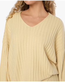 Oversized V Neck Sweater | Wheat