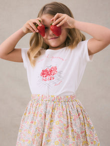 Girl | Alcala Cherry Basket Pattern T Shirt | White Milk