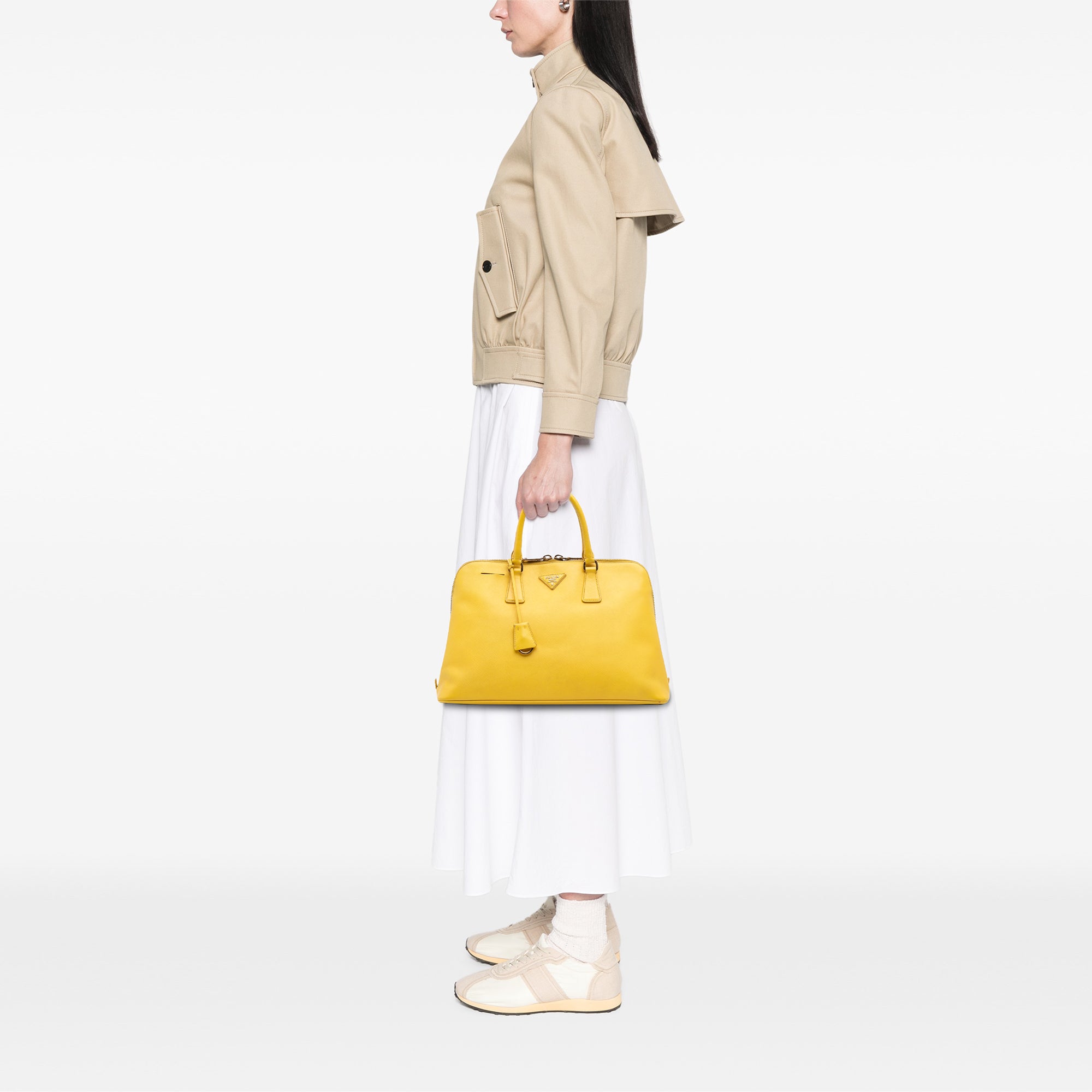 Prada | Pre-Owned Large Saffiano Lux Promenade Satchel | Yellow
