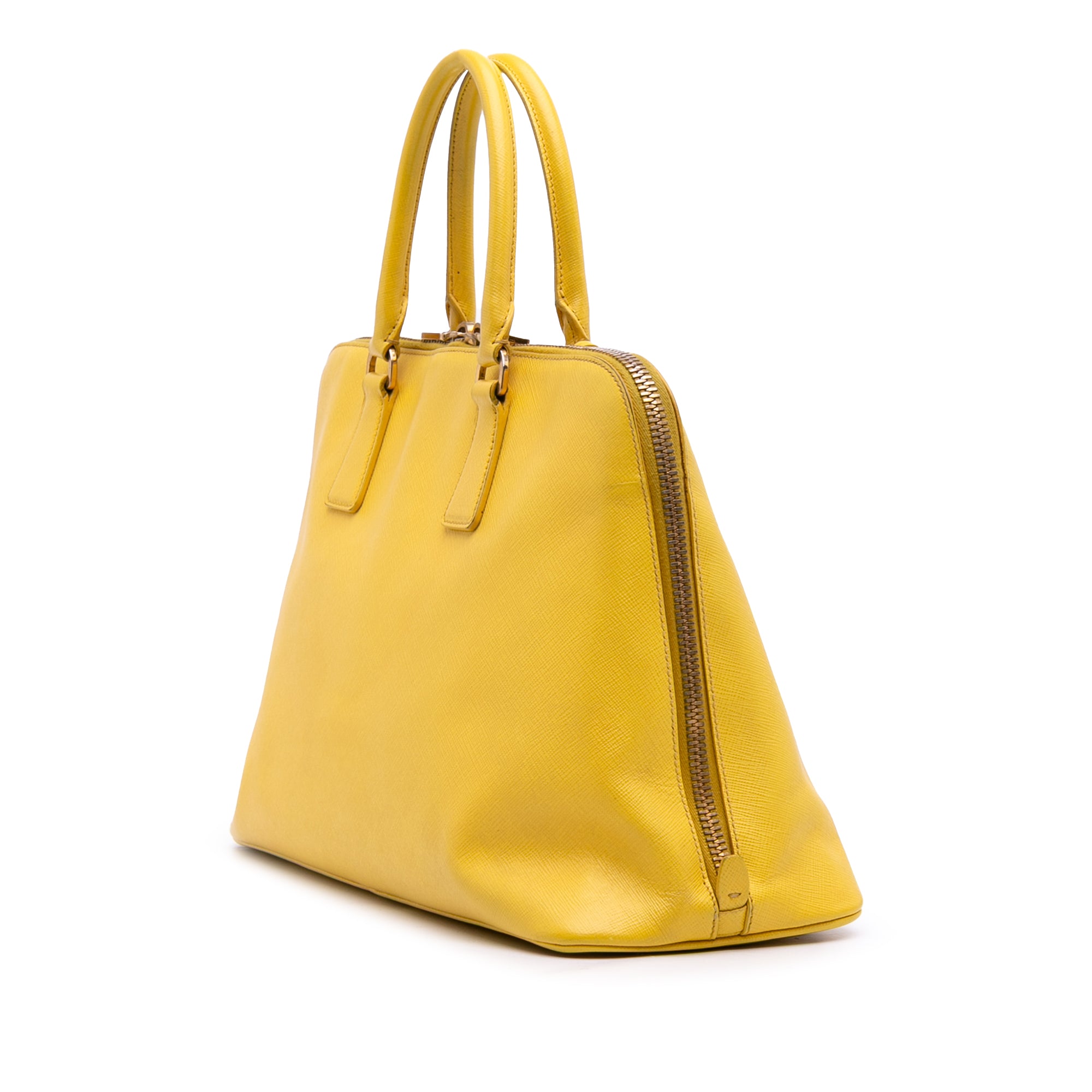 Prada | Pre-Owned Large Saffiano Lux Promenade Satchel | Yellow