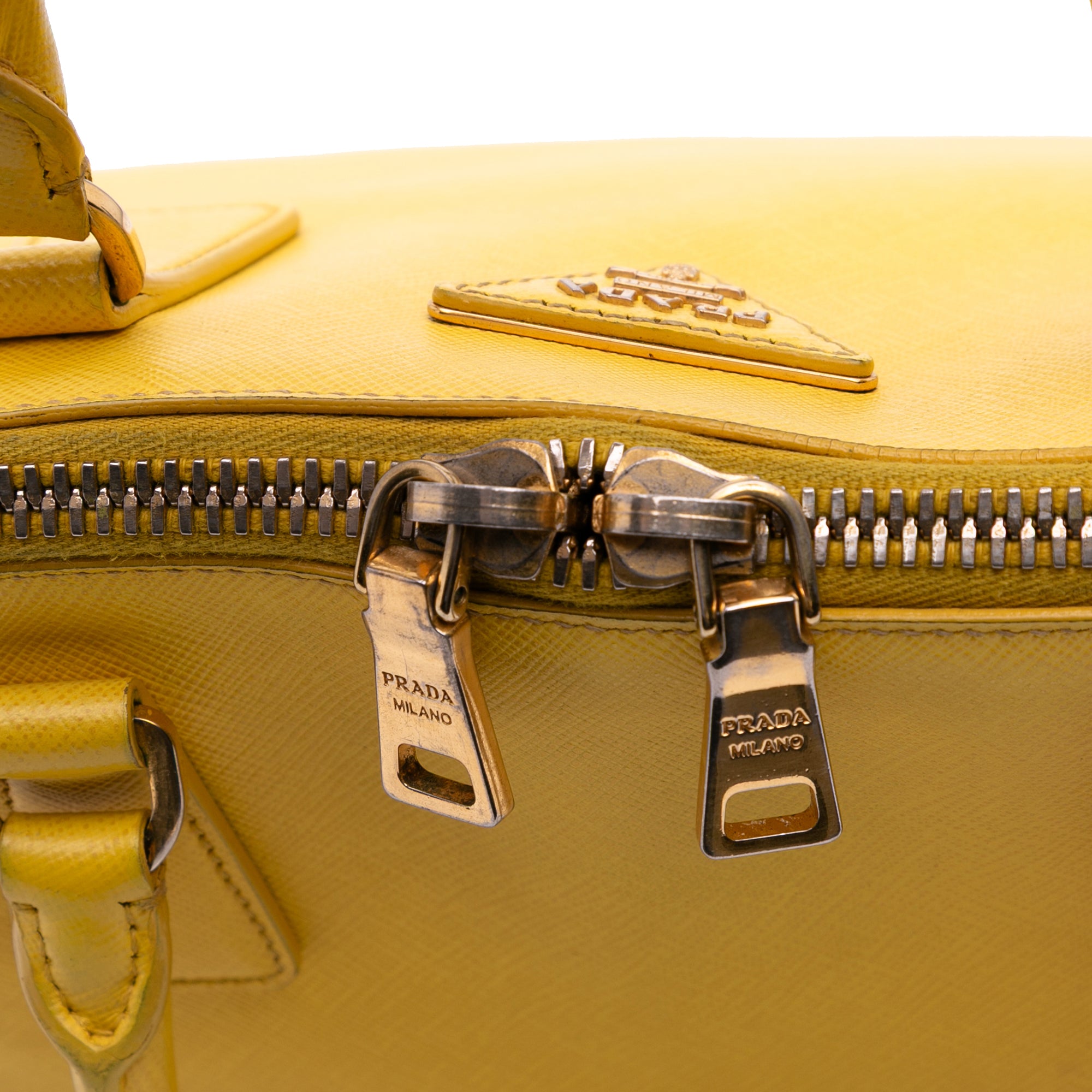Prada | Pre-Owned Large Saffiano Lux Promenade Satchel | Yellow