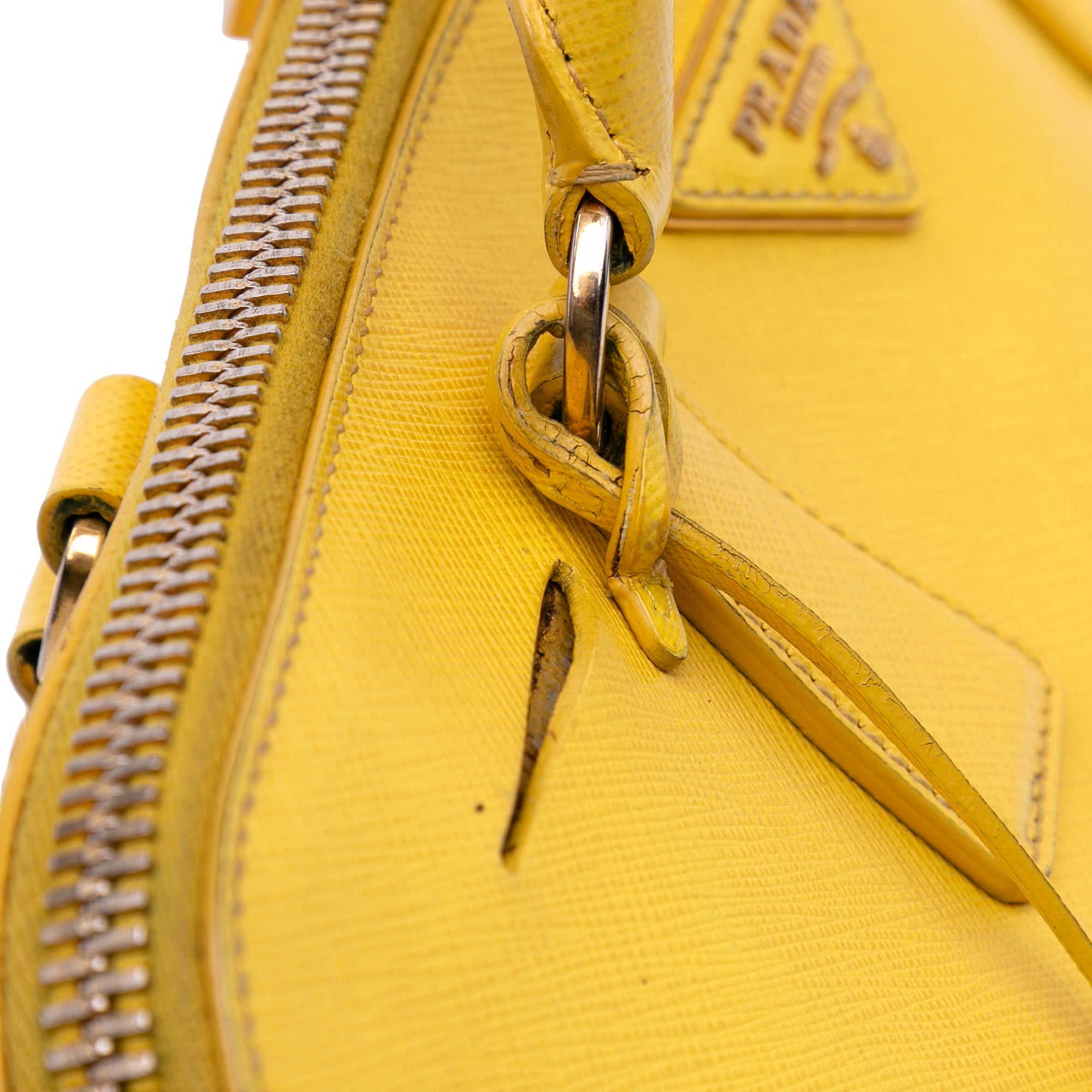 Prada | Pre-Owned Large Saffiano Lux Promenade Satchel | Yellow