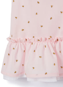 Sleeveless Top with Flounce And Bee Print | Pearl Pink