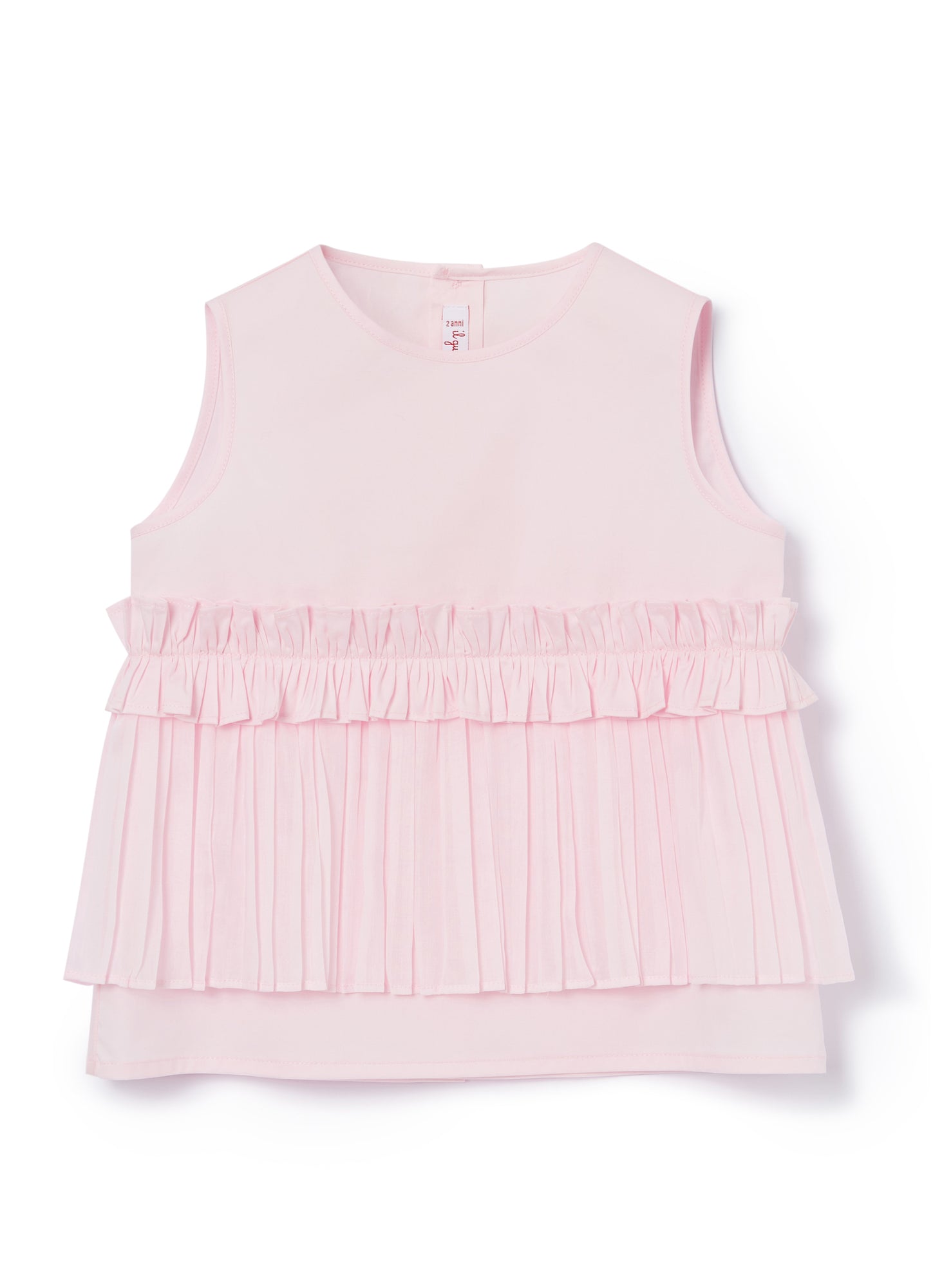 Sleeveless Blouse with Flounces | Pearl Pink