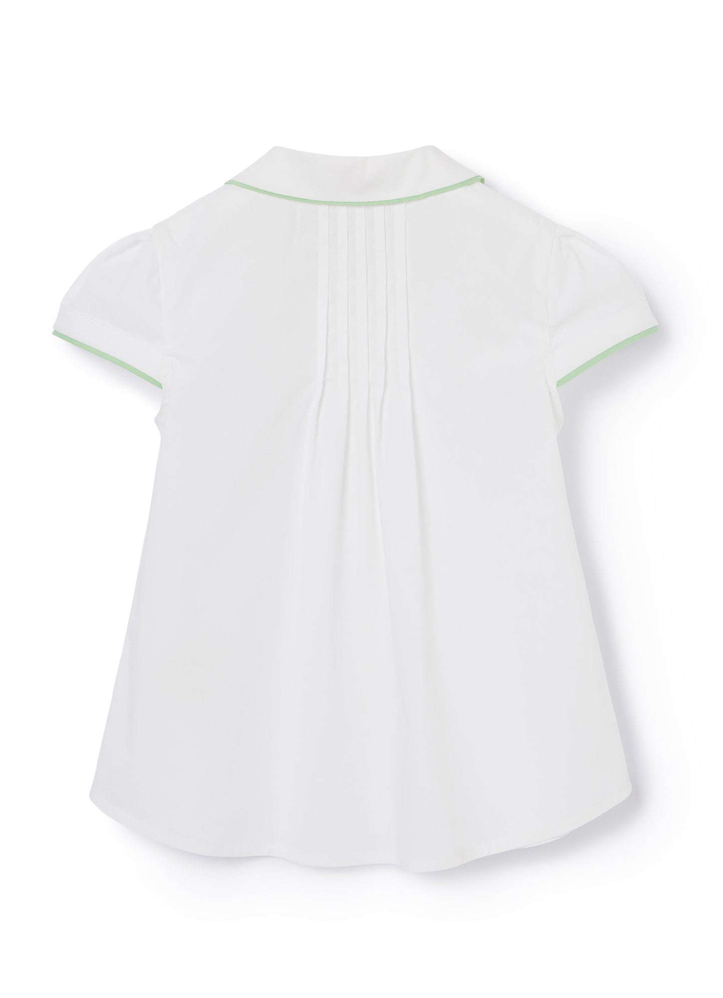 Blouse with Water-Colored Piping | White/Salvia