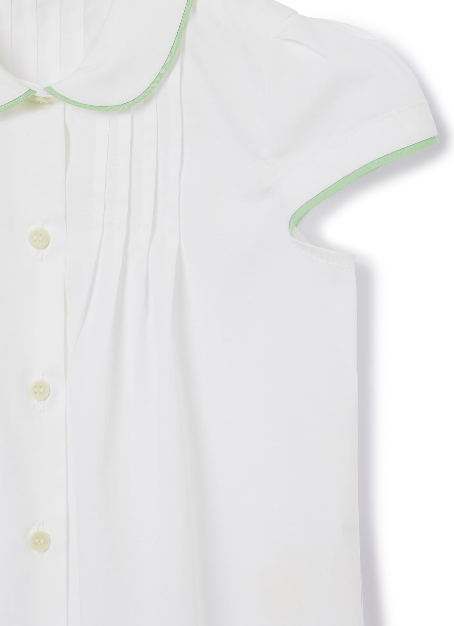 Blouse with Water-Colored Piping | White/Salvia
