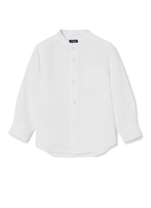 Guru Collar Linen Blouse | White