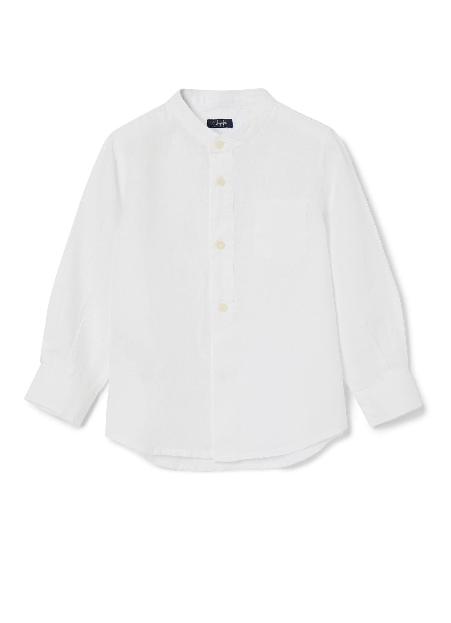 Guru Collar Linen Blouse | White