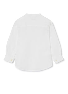 Guru Collar Linen Blouse | White